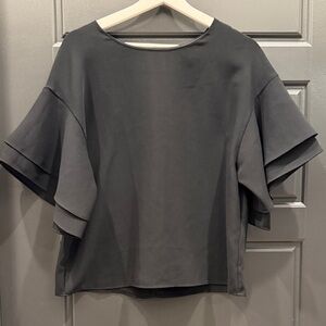 H&M Black Layered Ruffle Sleeve Blouse